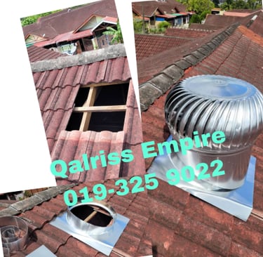 Proses pemasangan Wind Turbine Ventilator di bumbung