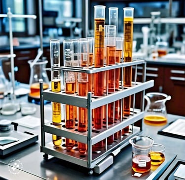 a rack of tubes in a laboratory