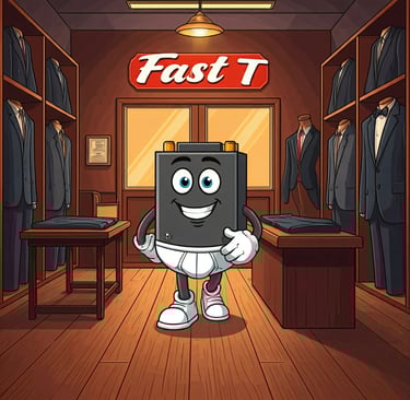 battery man being fitted at Fast T's