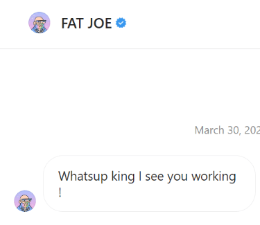 Fat Joe reaches out to Saint Josh with a direct message on Instagram