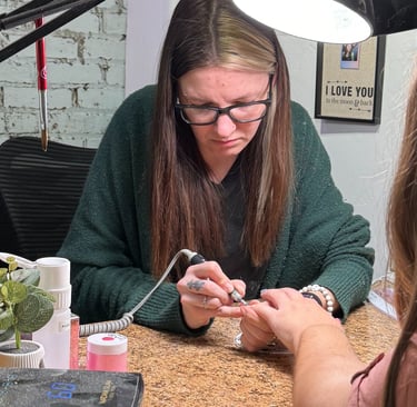 Alex removing acrylic at The Nail Witchery in downtown Missoula, MT