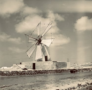 Windmill at The Salt Works in Aden, South Arabia in the 50's