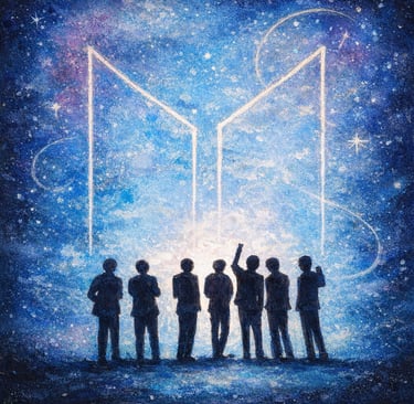 A silhouette of BTS Band Members