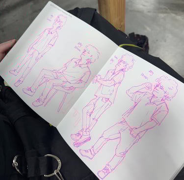 Multiple drawings of a male model