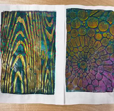 A texture print done with paint and stencils