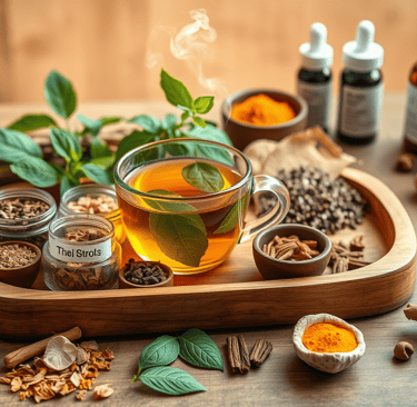 a cup of tea with spices and herbs