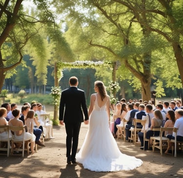 An elegantly dressed person in a lace-embellished white gown is sitting beside a bouquet made from fabric and lace, featuring pastel tones. The gown has intricate floral patterns, and the scene conveys a sense of bridal beauty.