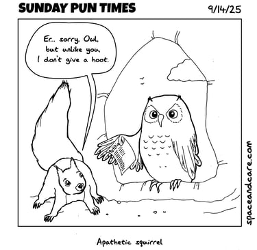 An owl asking a squirrel to sign a petition