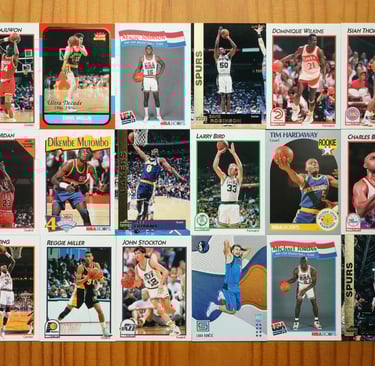Basketball Trading Cards featuring players from different teams and different eras