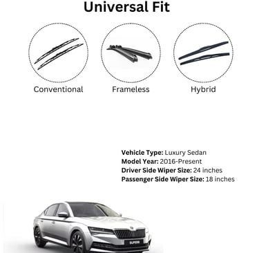 Wiper sizes for Skoda Superb – 26 inch driver, 18 inch passenger