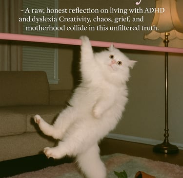 a white cat hanging upside down on a rug