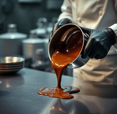 Nghệ nhân đang đổ Sô cô la tại Tina Nha Trang