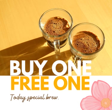 Coffee Poster  Modern coffee promotional poster with warm tones, minimalist layout, bold typography,
