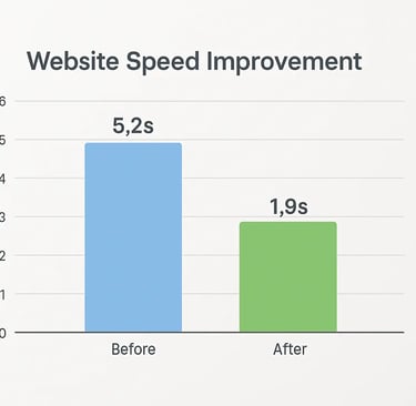 Bar chart comparing website loading time before and after optimisation