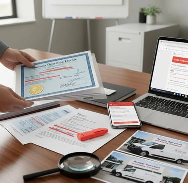 man in office holding documnets to submit to google business profile team