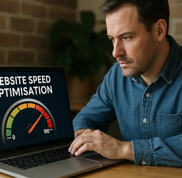 Laptop showing website speed optimisation dashboard