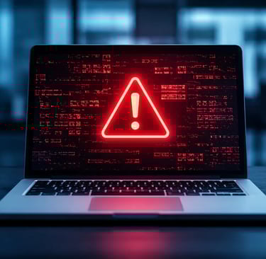 Laptop showing website error warning, emergency website fix in London UK