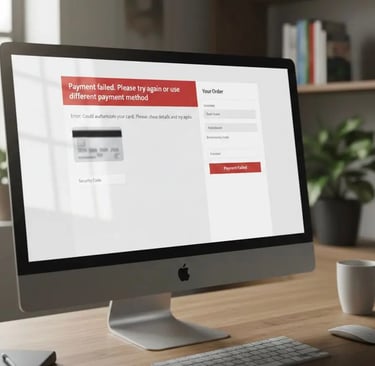 computer showing WooCommerce Checkout Error or Payment Failure