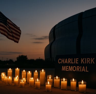 candlelight vigil outside the Charlie Kirk memorial service in Phoenix, Arizona
