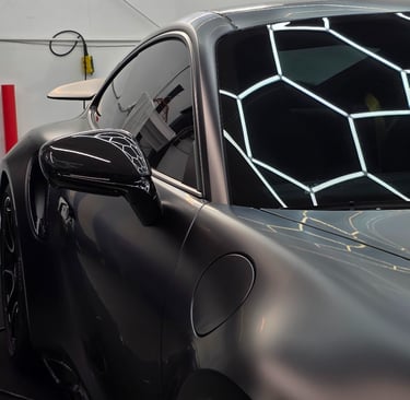 Close-up of Satin Paint Protection Film finish.