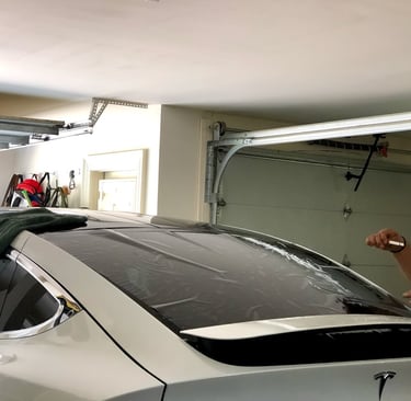 Tesla Model X with 5% Ceramic Tint and Bluemax Tint mobile service in Lafayette, CA.