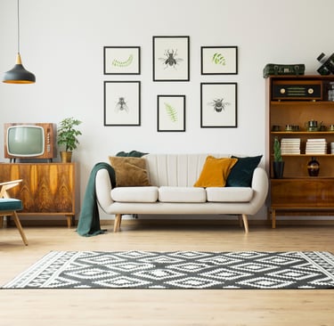 a living room with a couch and a tv