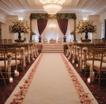 A welcoming image of a catering setup with elegant table arrangements.