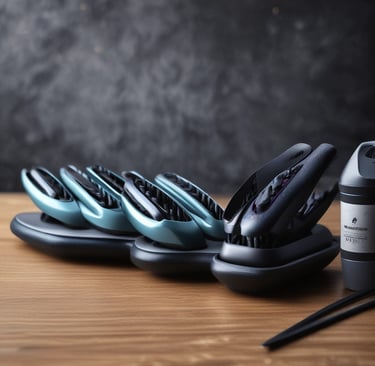 A close-up of a person using a hair dryer with flowing hair.