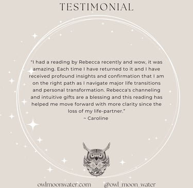 Psychic Reading Testimonial for Owl Moon Water