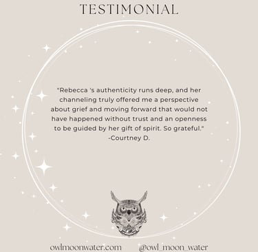 Psychic Reading Testimonial for Owl Moon Water