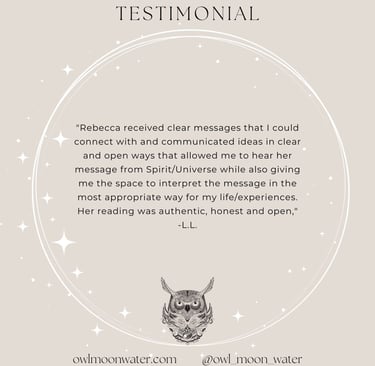 Psychic Reading Testimonial for Owl Moon Water