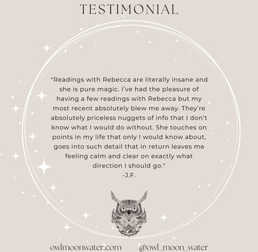 Psychic Reading Testimonial for Owl Moon Water