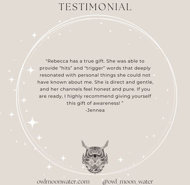 Psychic Reading Testimonial for Owl Moon Water
