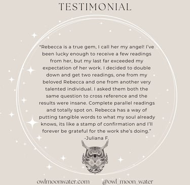 Psychic Reading Testimonial for Owl Moon Water