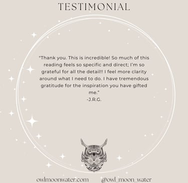 Psychic Reading Testimonial for Owl Moon Water