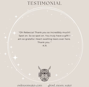 Psychic Reading Testimonial for Owl Moon Water