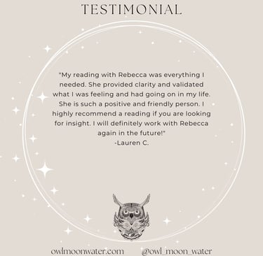 Psychic Reading Testimonial for Owl Moon Water