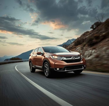 Honda CR-V em um estranda representado um carro confortável para a família.