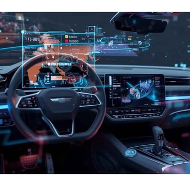 Painel digital com tecnologia avançada e conectividade, mostrando tendência de carros inteligentes em 2026.