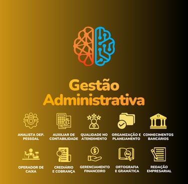 Curso de Gestão Administrativa: Imagem em degradê amarelo c/ preto c/ título Gestão Administrativa