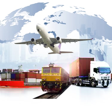 Curso de Logística Integrada: Imagem de vários modais de transportes de carga