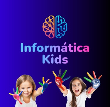 Informática Kids: Imagem com duas crianças com as mãos abertas e coloridas