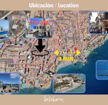 Ubicacion del apartamento cerca del Balcon de Europa y la playa de Nerja