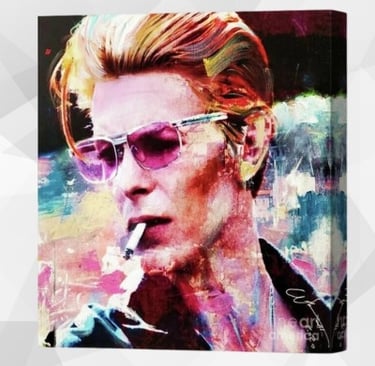 canvas media printing with a portrait of man with a cigarette made in prime acrylics