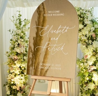 mirror wedding sign made in prime acrylics