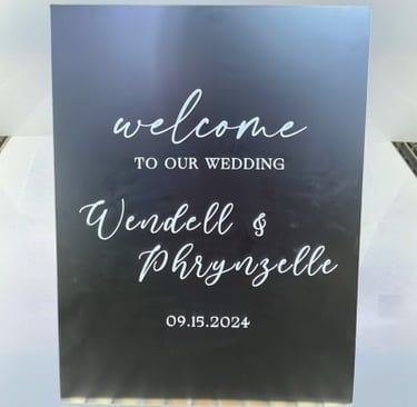 Wedding sign made in prime acrylics