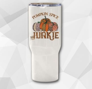 Tumbler with a UV sticker design stick to it made in prime acrylics