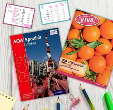 Spanish GCSE books and flashcards
