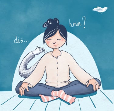 a woman sitting in a yoga pose 