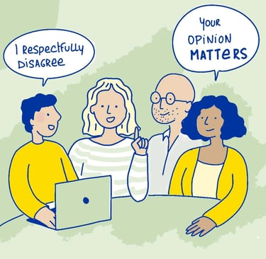 a group of people sitting around a laptop computer